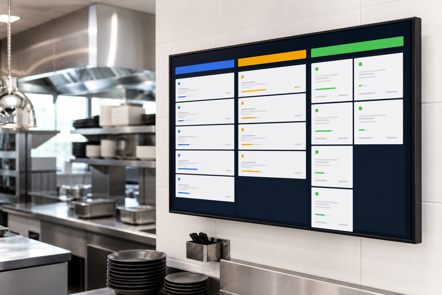 Painel de pedidos da cozinha no Fominha
